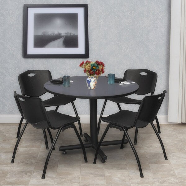 Round Tables > Breakroom Tables > Kobe Round Table & Chair Sets, 36 W, 36 L, 29 H, Grey