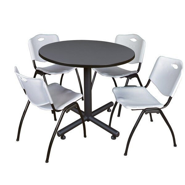 Round Tables > Breakroom Tables > Kobe Round Table & Chair Sets, 36 W, 36 L, 29 H, Grey