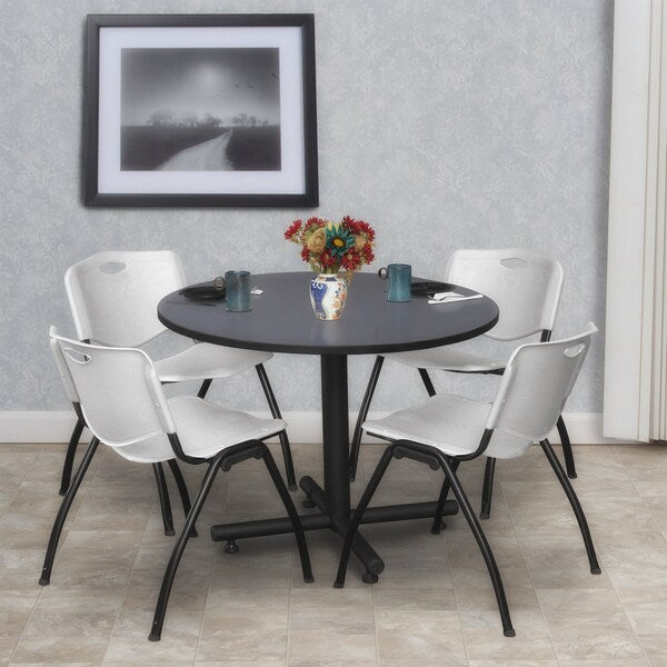 Round Tables > Breakroom Tables > Kobe Round Table & Chair Sets, 36 W, 36 L, 29 H, Grey