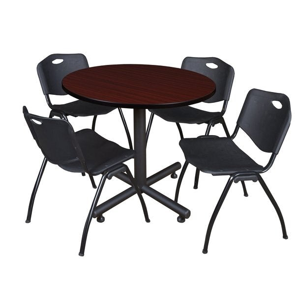 Round Tables > Breakroom Tables > Kobe Round Table & Chair Sets, 36 W, 36 L, 29 H, Mahogany