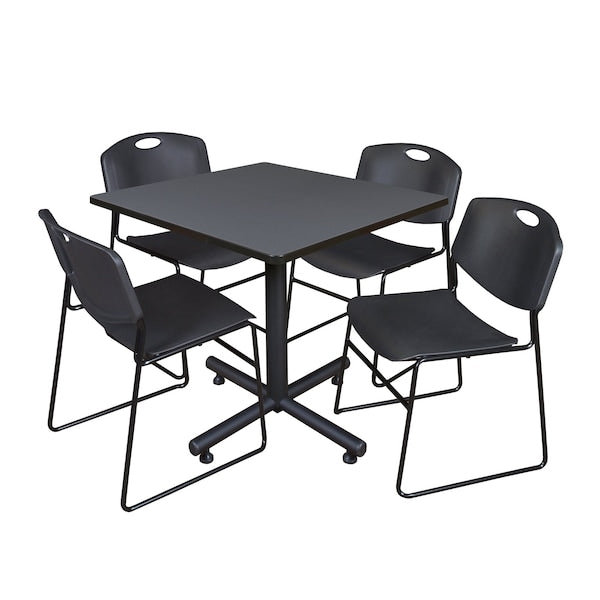 Square Tables > Breakroom Tables > Kobe Square Table & Chair Sets, 42 W, 42 L, 29 H, Grey