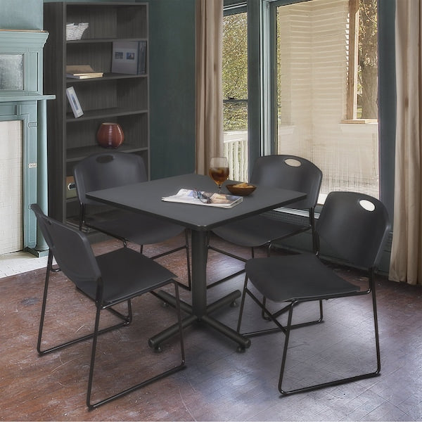 Square Tables > Breakroom Tables > Kobe Square Table & Chair Sets, 42 W, 42 L, 29 H, Grey