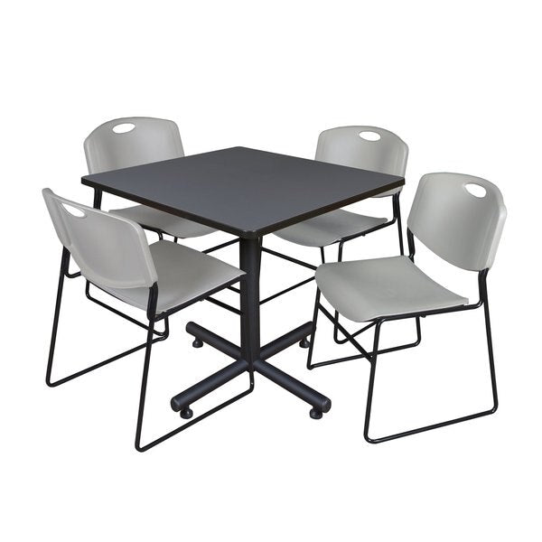 Square Tables > Breakroom Tables > Kobe Square Table & Chair Sets, 42 W, 42 L, 29 H, Grey