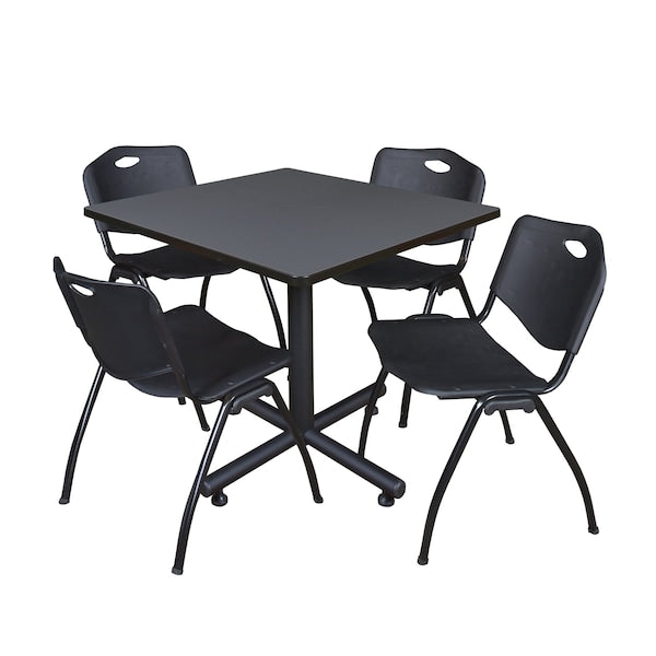 Square Tables > Breakroom Tables > Kobe Square Table & Chair Sets, 42 W, 42 L, 29 H, Grey