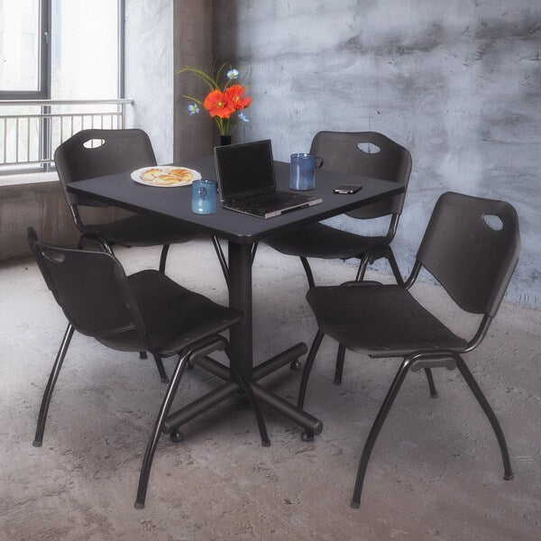 Square Tables > Breakroom Tables > Kobe Square Table & Chair Sets, 42 W, 42 L, 29 H, Grey