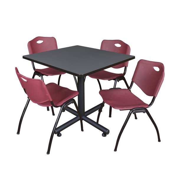 Square Tables > Breakroom Tables > Kobe Square Table & Chair Sets, 42 W, 42 L, 29 H, Grey
