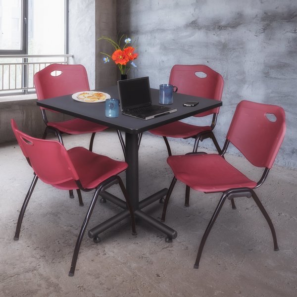 Square Tables > Breakroom Tables > Kobe Square Table & Chair Sets, 42 W, 42 L, 29 H, Grey