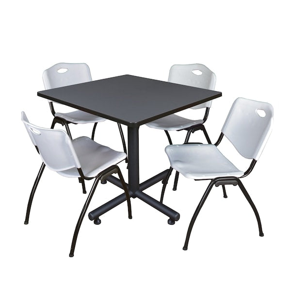 Square Tables > Breakroom Tables > Kobe Square Table & Chair Sets, 42 W, 42 L, 29 H, Grey