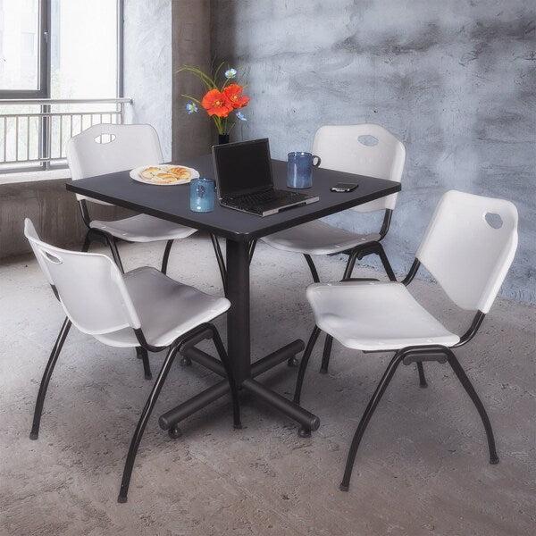 Square Tables > Breakroom Tables > Kobe Square Table & Chair Sets, 42 W, 42 L, 29 H, Grey