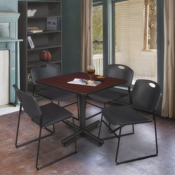Square Tables > Breakroom Tables > Kobe Square Table & Chair Sets, 42 W, 42 L, 29 H, Mahogany