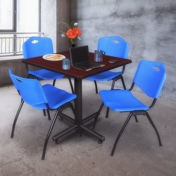 Square Tables > Breakroom Tables > Kobe Square Table & Chair Sets, 42 W, 42 L, 29 H, Mahogany