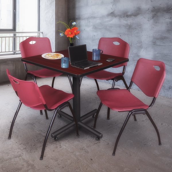 Square Tables > Breakroom Tables > Kobe Square Table & Chair Sets, 42 W, 42 L, 29 H, Mahogany