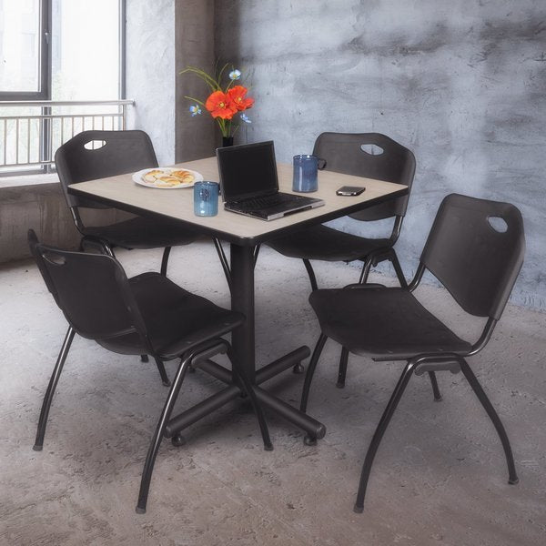 Square Tables > Breakroom Tables > Kobe Square Table & Chair Sets, 42 W, 42 L, 29 H, Maple