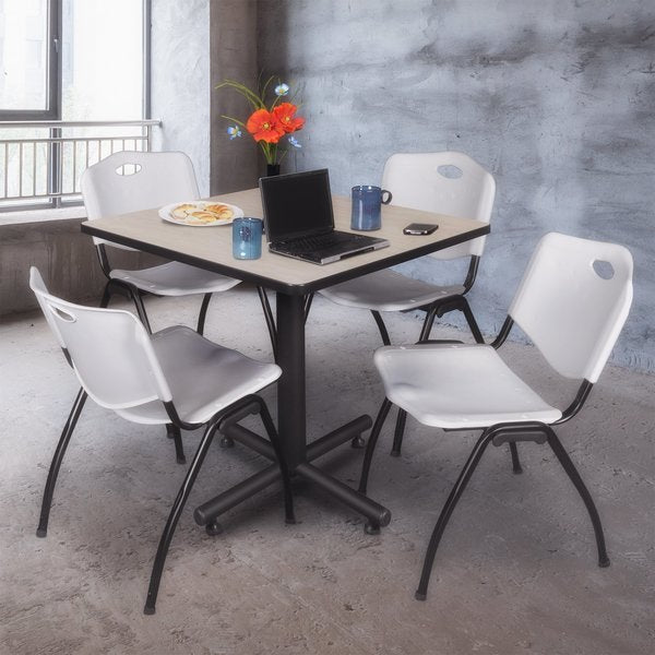 Square Tables > Breakroom Tables > Kobe Square Table & Chair Sets, 42 W, 42 L, 29 H, Maple
