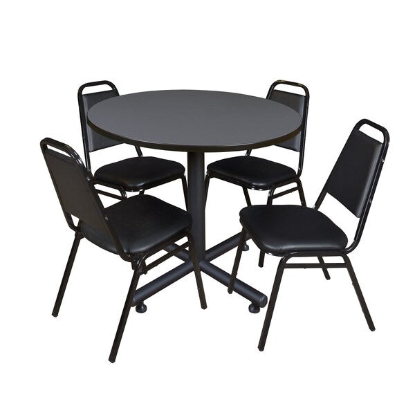 Round Tables > Breakroom Tables > Kobe Round Table & Chair Sets, 42 W, 42 L, 29 H, Grey