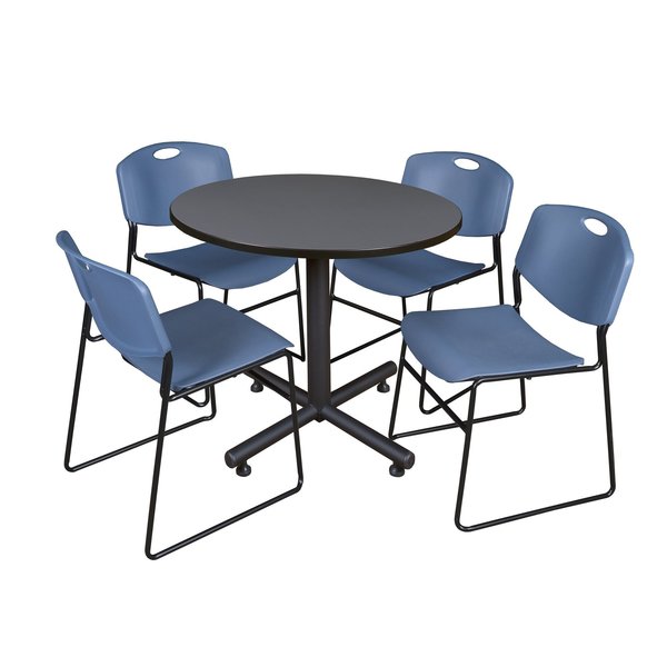 Round Tables > Breakroom Tables > Kobe Round Table & Chair Sets, 42 W, 42 L, 29 H, Grey