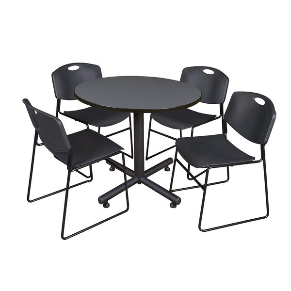 Round Tables > Breakroom Tables > Kobe Round Table & Chair Sets, 42 W, 42 L, 29 H, Grey