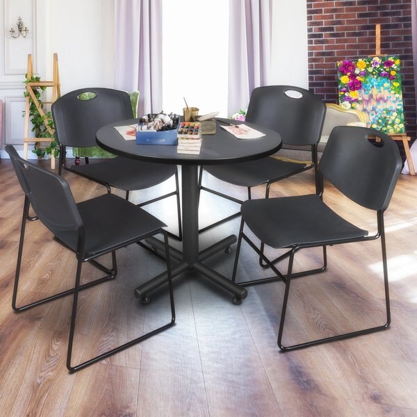 Round Tables > Breakroom Tables > Kobe Round Table & Chair Sets, 42 W, 42 L, 29 H, Grey
