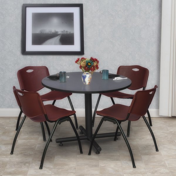 Round Tables > Breakroom Tables > Kobe Round Table & Chair Sets, 42 W, 42 L, 29 H, Grey
