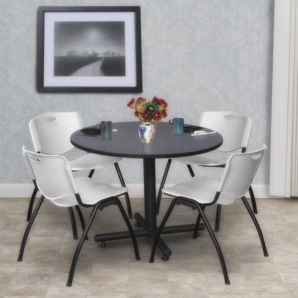 Round Tables > Breakroom Tables > Kobe Round Table & Chair Sets, 42 W, 42 L, 29 H, Grey