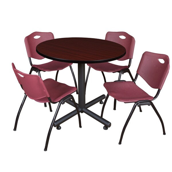 Round Tables > Breakroom Tables > Kobe Round Table & Chair Sets, 42 W, 42 L, 29 H, Mahogany