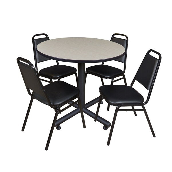 Round Tables > Breakroom Tables > Kobe Round Table & Chair Sets, 42 W, 42 L, 29 H, Maple