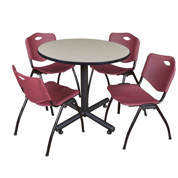 Round Tables > Breakroom Tables > Kobe Round Table & Chair Sets, 42 W, 42 L, 29 H, Maple