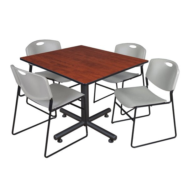 Square Tables > Breakroom Tables > Kobe Square Table & Chair Sets, 48 W, 48 L, 29 H, Cherry