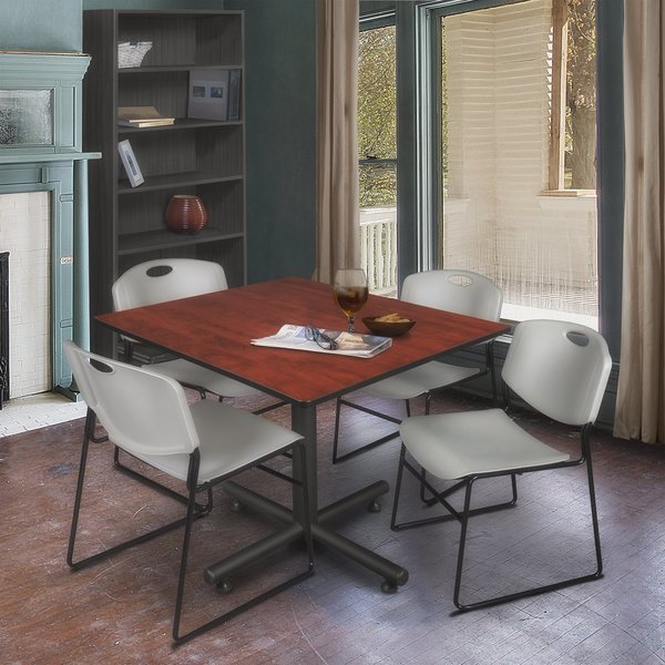 Square Tables > Breakroom Tables > Kobe Square Table & Chair Sets, 48 W, 48 L, 29 H, Cherry