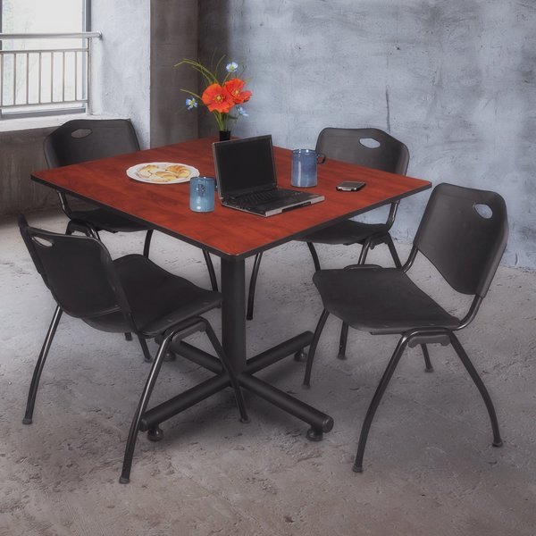 Square Tables > Breakroom Tables > Kobe Square Table & Chair Sets, 48 W, 48 L, 29 H, Cherry