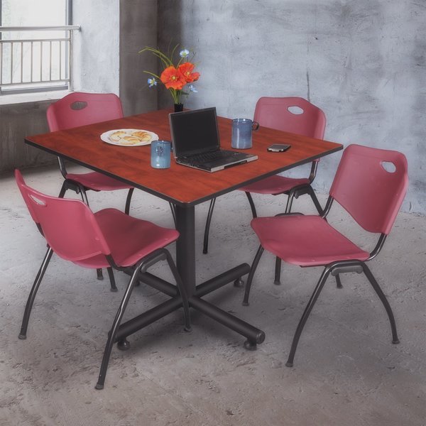 Square Tables > Breakroom Tables > Kobe Square Table & Chair Sets, 48 W, 48 L, 29 H, Cherry