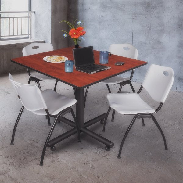 Square Tables > Breakroom Tables > Kobe Square Table & Chair Sets, 48 W, 48 L, 29 H, Cherry