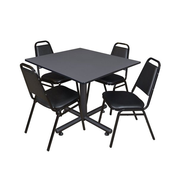 Square Tables > Breakroom Tables > Kobe Square Table & Chair Sets, 48 W, 48 L, 29 H, Grey