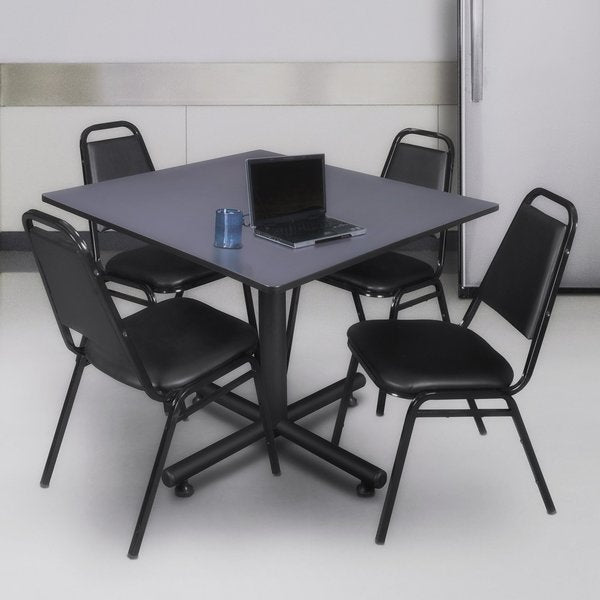 Square Tables > Breakroom Tables > Kobe Square Table & Chair Sets, 48 W, 48 L, 29 H, Grey