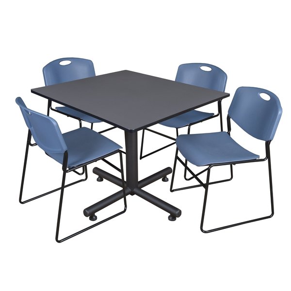 Square Tables > Breakroom Tables > Kobe Square Table & Chair Sets, 48 W, 48 L, 29 H, Grey