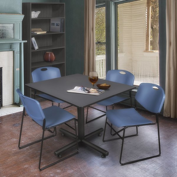 Square Tables > Breakroom Tables > Kobe Square Table & Chair Sets, 48 W, 48 L, 29 H, Grey