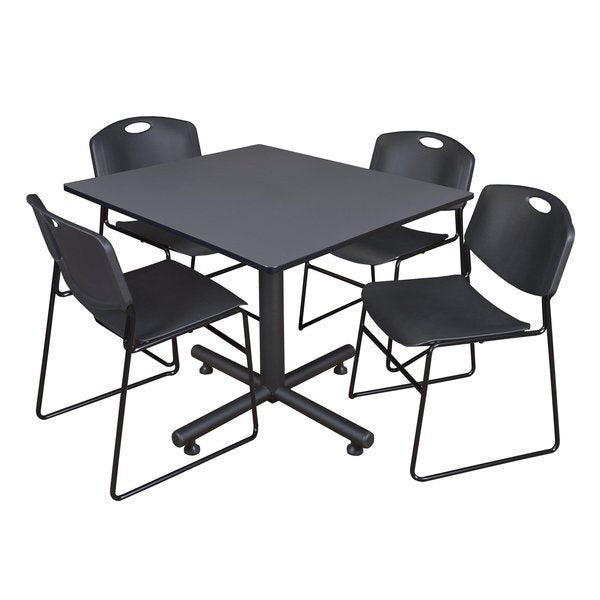 Square Tables > Breakroom Tables > Kobe Square Table & Chair Sets, 48 W, 48 L, 29 H, Grey