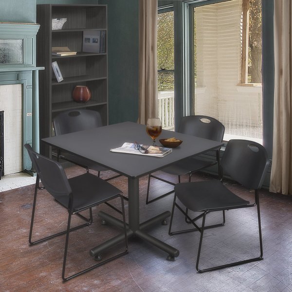 Square Tables > Breakroom Tables > Kobe Square Table & Chair Sets, 48 W, 48 L, 29 H, Grey