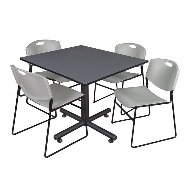 Square Tables > Breakroom Tables > Kobe Square Table & Chair Sets, 48 W, 48 L, 29 H, Grey