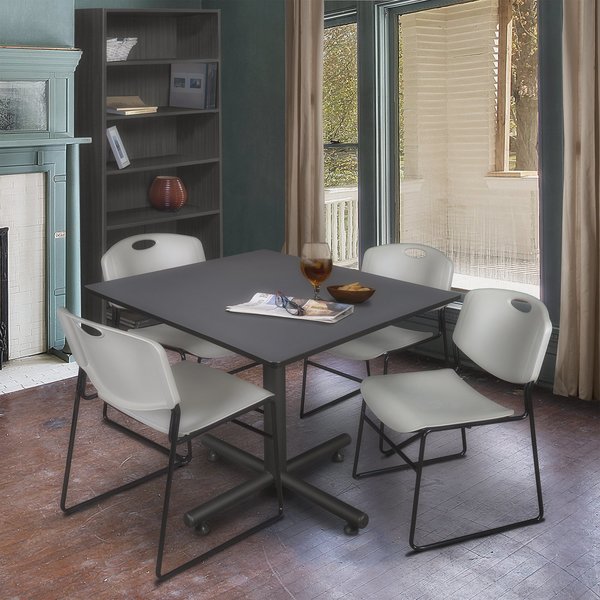 Square Tables > Breakroom Tables > Kobe Square Table & Chair Sets, 48 W, 48 L, 29 H, Grey