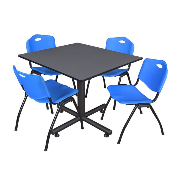 Square Tables > Breakroom Tables > Kobe Square Table & Chair Sets, 48 W, 48 L, 29 H, Grey