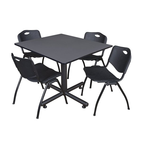 Square Tables > Breakroom Tables > Kobe Square Table & Chair Sets, 48 W, 48 L, 29 H, Grey