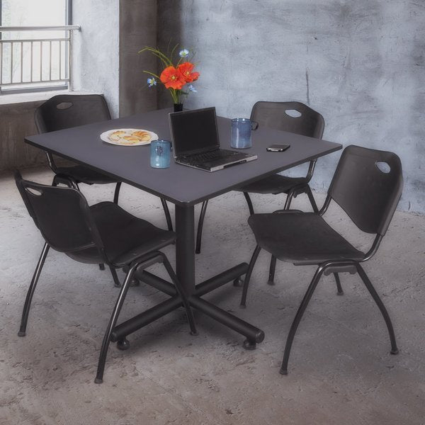 Square Tables > Breakroom Tables > Kobe Square Table & Chair Sets, 48 W, 48 L, 29 H, Grey