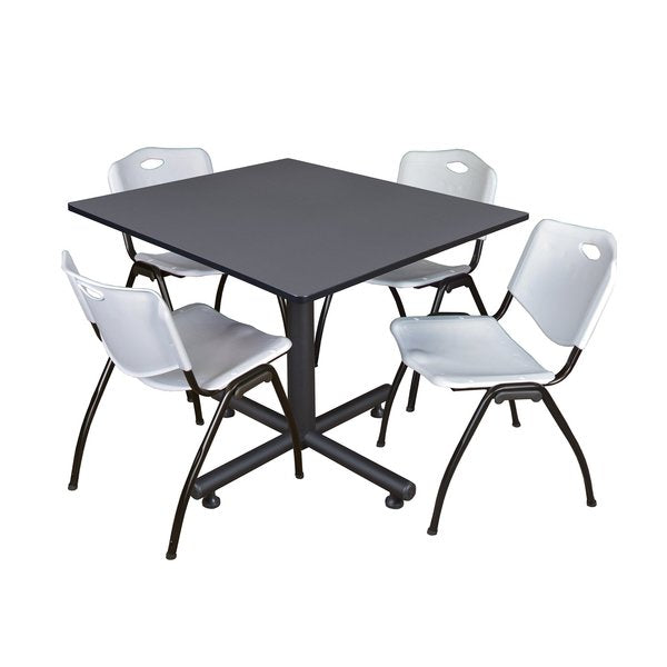 Square Tables > Breakroom Tables > Kobe Square Table & Chair Sets, 48 W, 48 L, 29 H, Grey