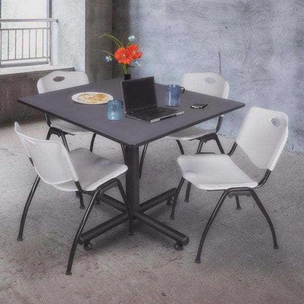 Square Tables > Breakroom Tables > Kobe Square Table & Chair Sets, 48 W, 48 L, 29 H, Grey