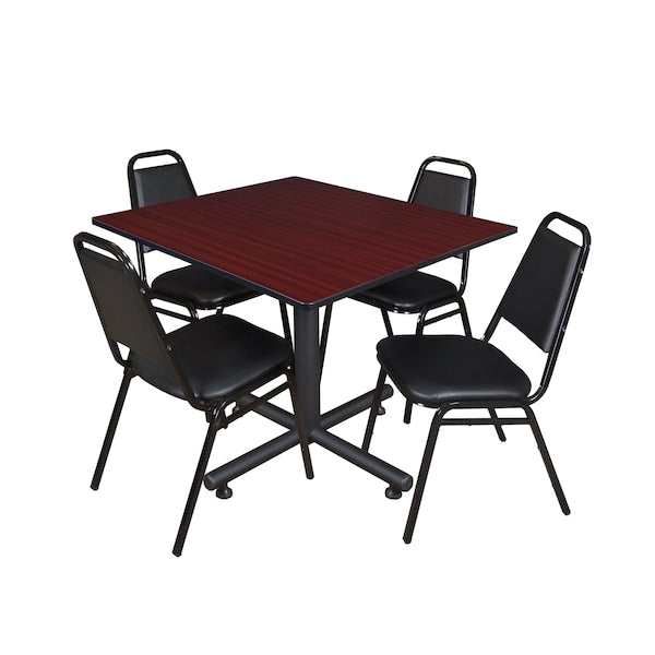 Square Tables > Breakroom Tables > Kobe Square Table & Chair Sets, 48 W, 48 L, 29 H, Mahogany