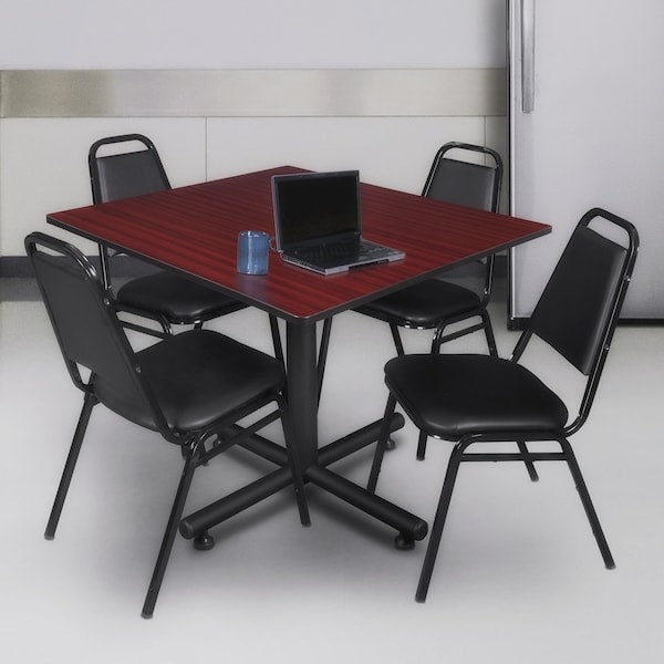 Square Tables > Breakroom Tables > Kobe Square Table & Chair Sets, 48 W, 48 L, 29 H, Mahogany