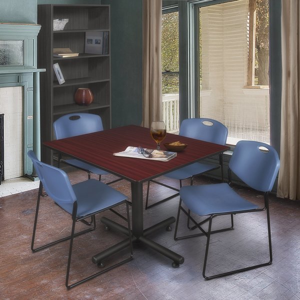 Square Tables > Breakroom Tables > Kobe Square Table & Chair Sets, 48 W, 48 L, 29 H, Mahogany