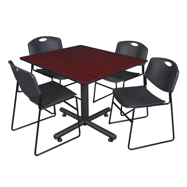 Square Tables > Breakroom Tables > Kobe Square Table & Chair Sets, 48 W, 48 L, 29 H, Mahogany