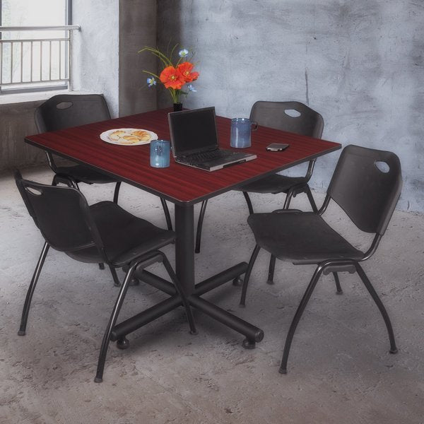 Square Tables > Breakroom Tables > Kobe Square Table & Chair Sets, 48 W, 48 L, 29 H, Mahogany